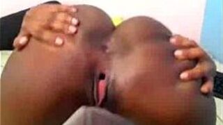 Sexy black girl with nice butt toying her ass porn video